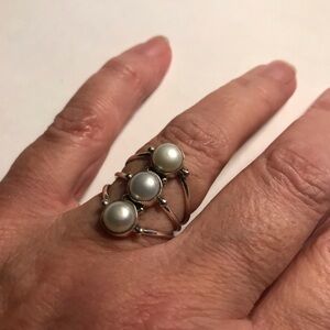 Pearl Stamped 925 Sterling Silver Ring